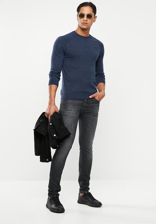 Superdry. - Orange label cotton crew sweater - blue