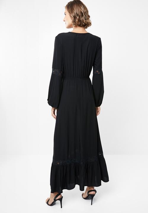 edit - Soft tiered midi dress - black