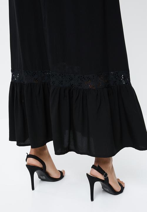 edit - Soft tiered midi dress - black