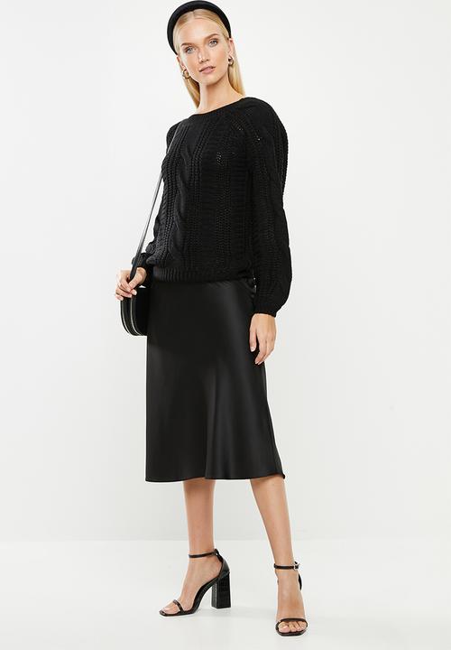 Vero Moda - Allie v-back cable blouse - black
