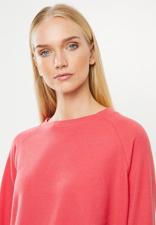 Cotton On - Raglan cropped waffle top - washed red