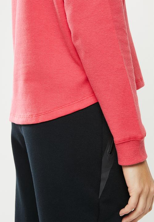 Cotton On - Raglan cropped waffle top - washed red