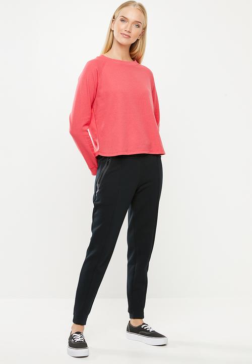 Cotton On - Raglan cropped waffle top - washed red