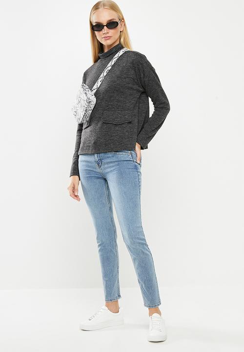 Vero Moda - East long sleeve high neck top - grey