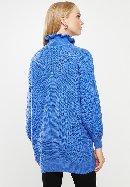 Vero Moda - Glendora siska long sleeve high neck blouse - blue