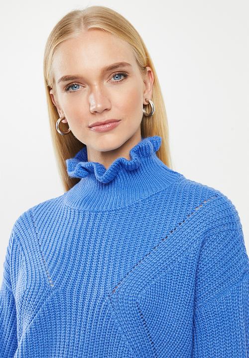 Vero Moda - Glendora siska long sleeve high neck blouse - blue