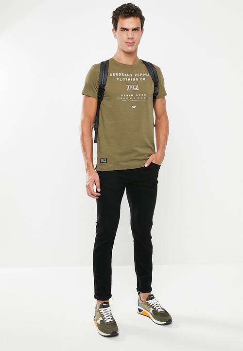 S.P.C.C - Fulton side slit logo tee - khaki