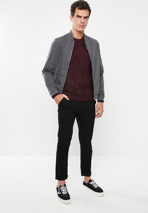 Brave Soul - Bernsen knitwear crew - burgundy