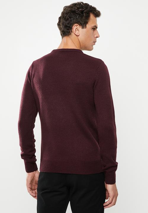 Brave Soul - Bernsen knitwear crew - burgundy