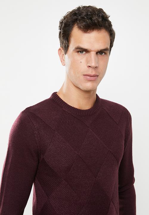 Brave Soul - Bernsen knitwear crew - burgundy