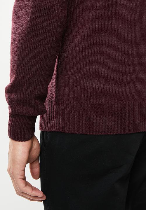 Brave Soul - Bernsen knitwear crew - burgundy