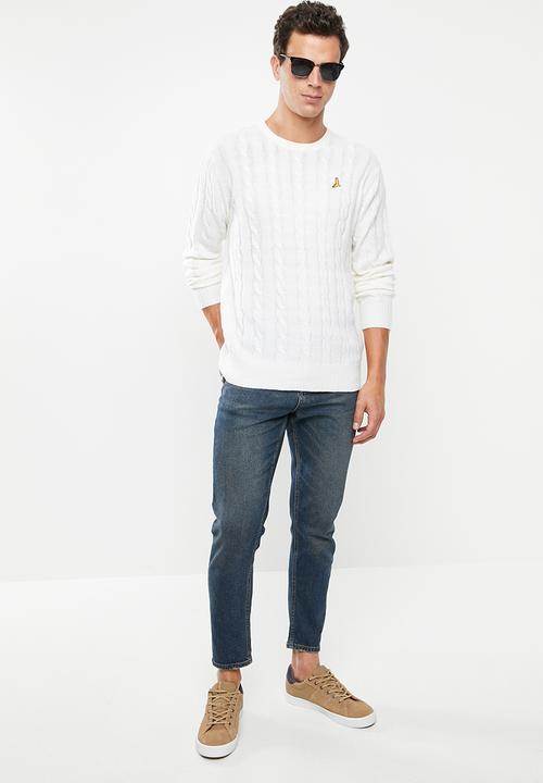 Brave Soul - Maois crew knit - white