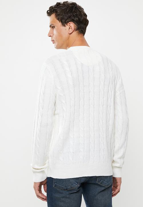 Brave Soul - Maois crew knit - white