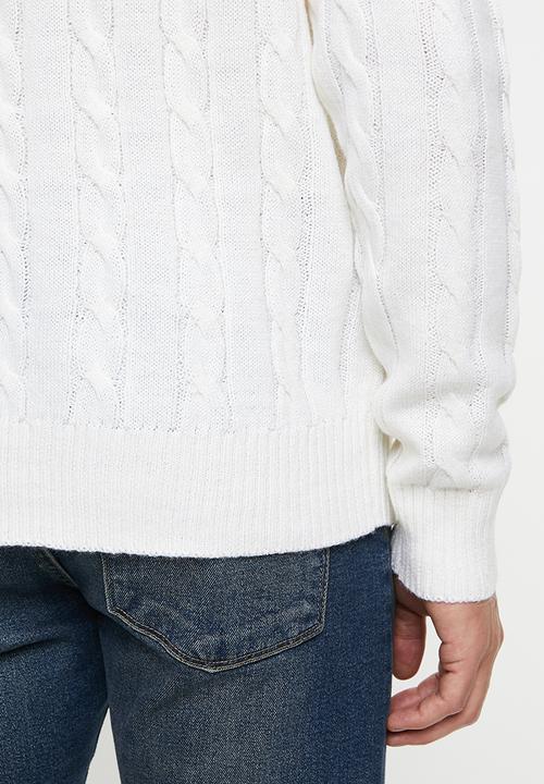 Brave Soul - Maois crew knit - white