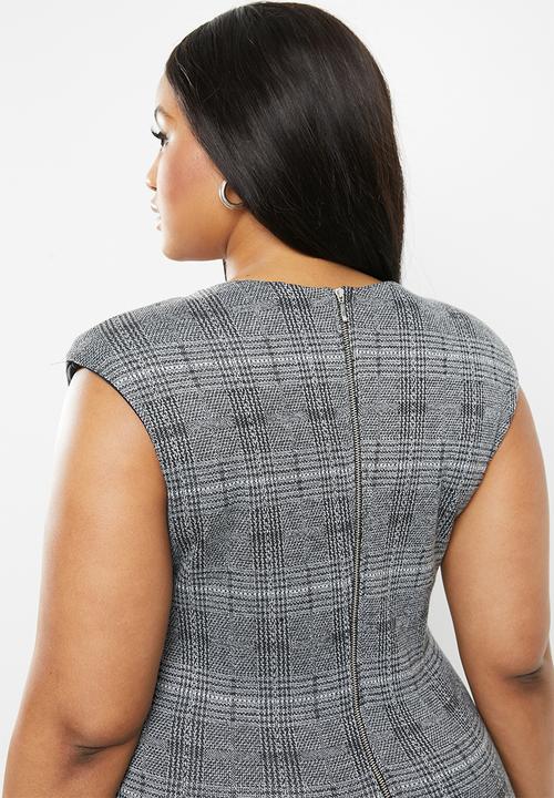VELVET - Extend sleeve bodycon - black & grey