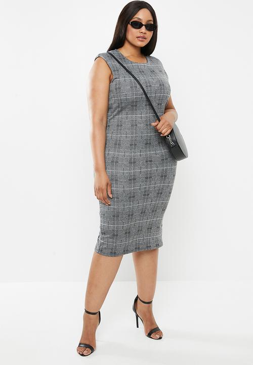 VELVET - Extend sleeve bodycon - black & grey