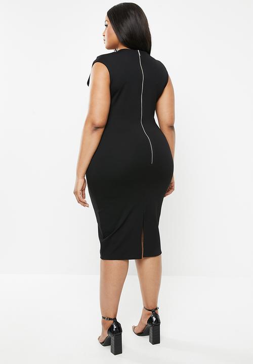 VELVET - Extend sleeve bodycon - black