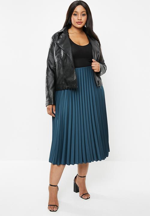 VELVET - Pleated midi skirt - blue