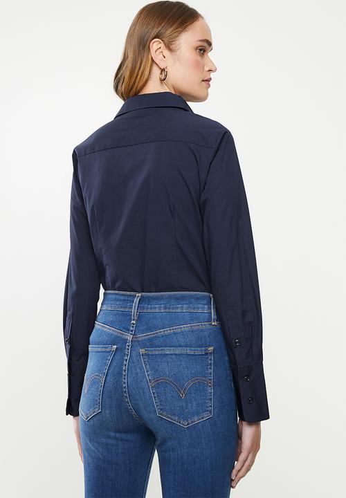 POLO - Arabelle concealed front shirt - navy
