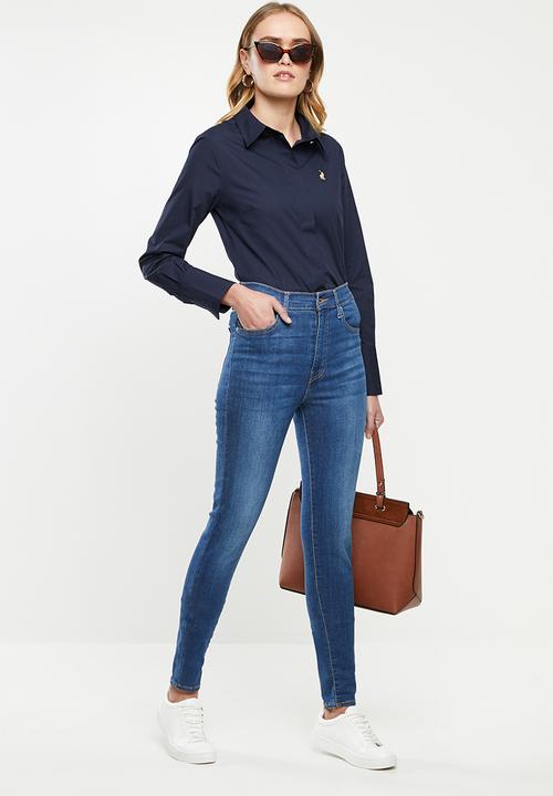 POLO - Arabelle concealed front shirt - navy