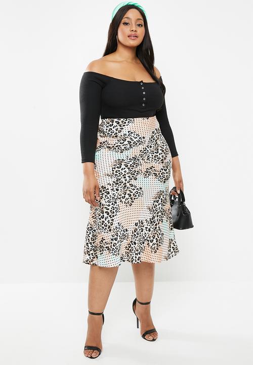 Glamorous - Plus leopard midi skirt - multi