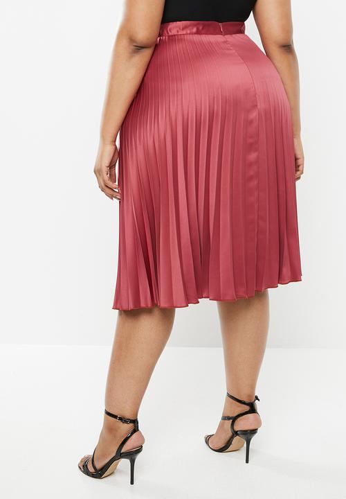 MILLA - Pleated midi skirt - clay
