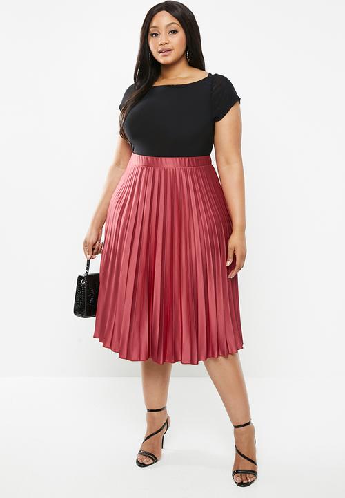 MILLA - Pleated midi skirt - clay