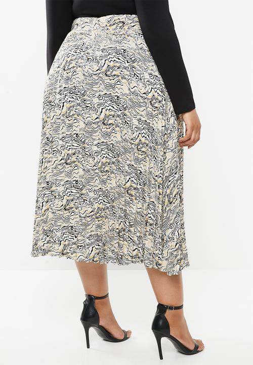 Glamorous - Plus abstract pleated midi - multi