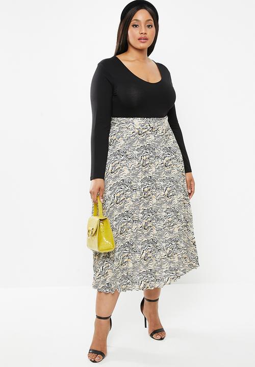 Glamorous - Plus abstract pleated midi - multi