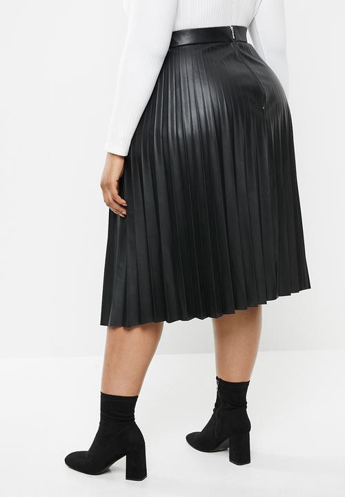 MILLA - Pu leather pleated skirt - black