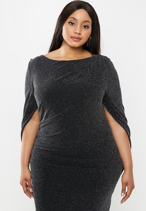 MILLA - Metallic cape dress-black
