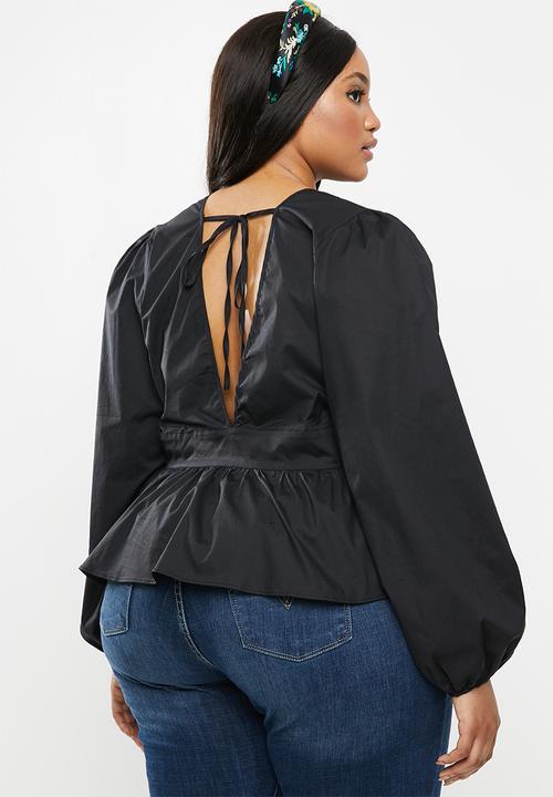 Glamorous - Plus v-neck blouse - black