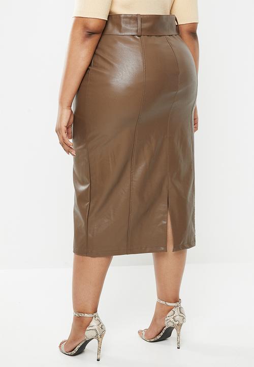 Glamorous - Plus brown 3/4 skirt - brown