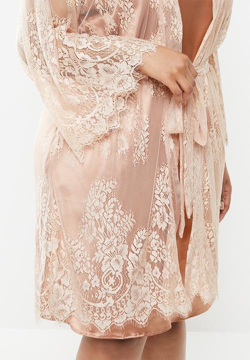 Superbalist - Plus lace robe - pink 