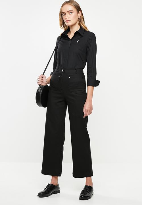 POLO - Arabelle concealed front shirt - black
