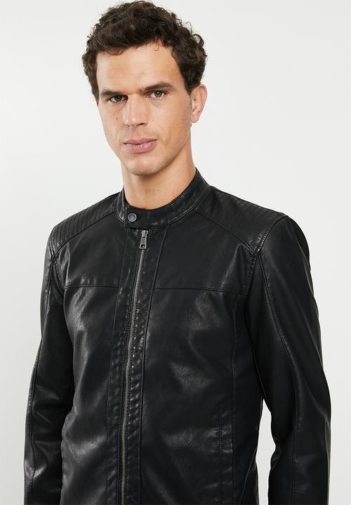 Only & Sons - Mike PU racer jacket - black