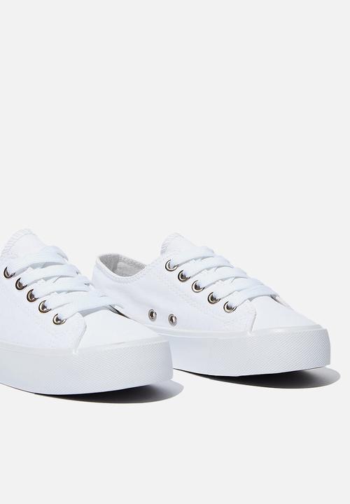 Cotton On - Classic platform lace up - white
