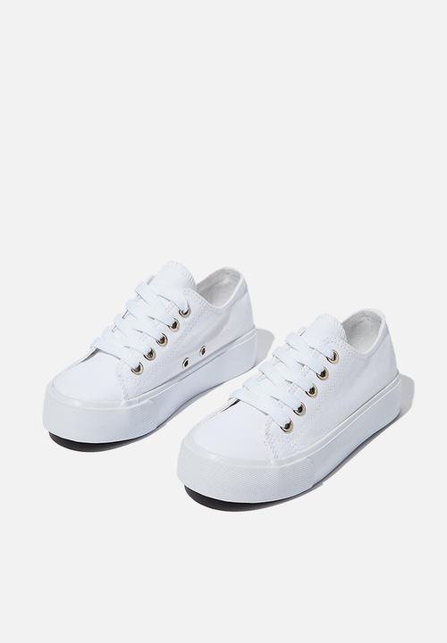 Cotton On - Classic platform lace up - white