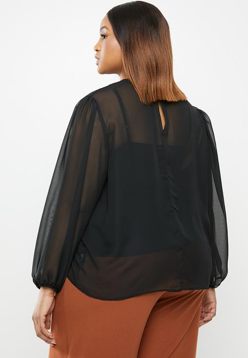 edit Plus - Lantern sleeve blouse - black