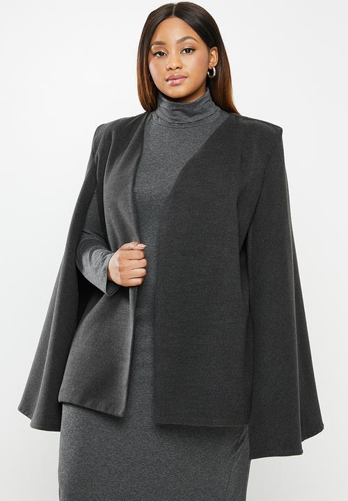 edit Plus - Structured cape coat - charcoal