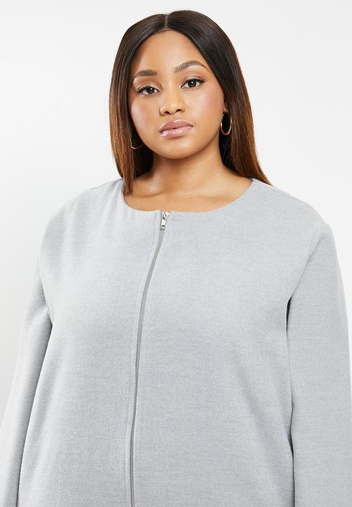 edit Plus - Collarless coat - grey 