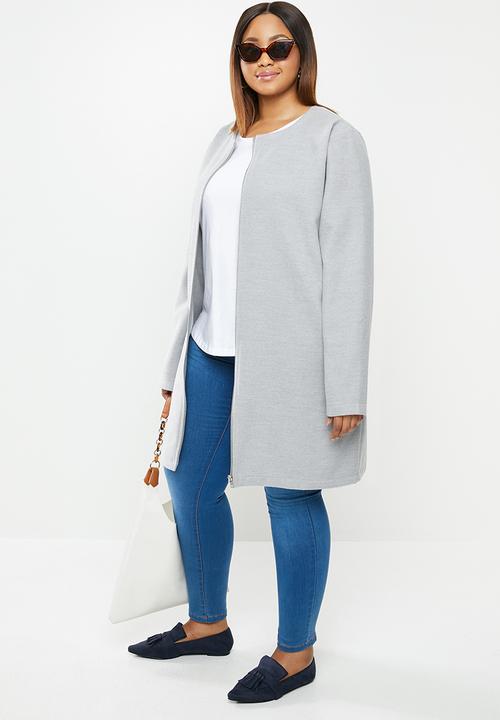 edit Plus - Collarless coat - grey 