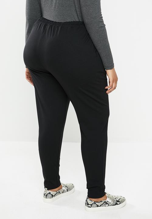 edit Plus - Knit peg leg trouser - black