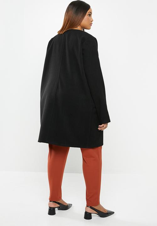 edit Plus - Collarless coat - black