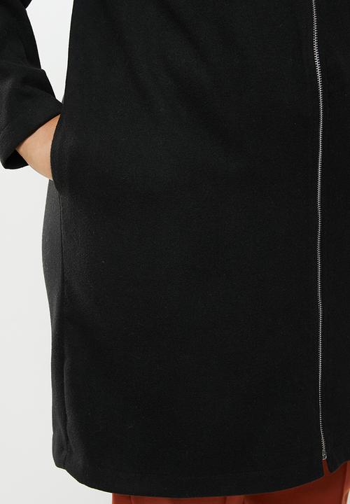 edit Plus - Collarless coat - black