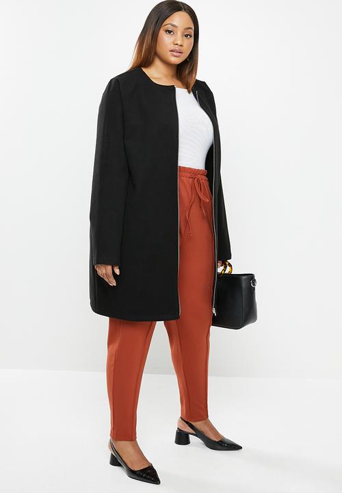 edit Plus - Collarless coat - black