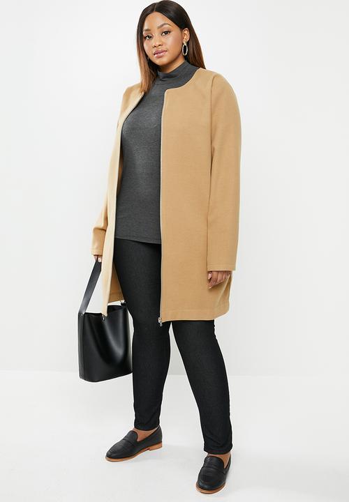 edit Plus - Collarless coat - beige 