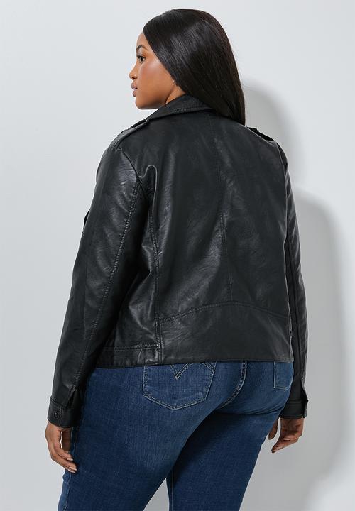 Superbalist - Pu biker jacket (plus) - black