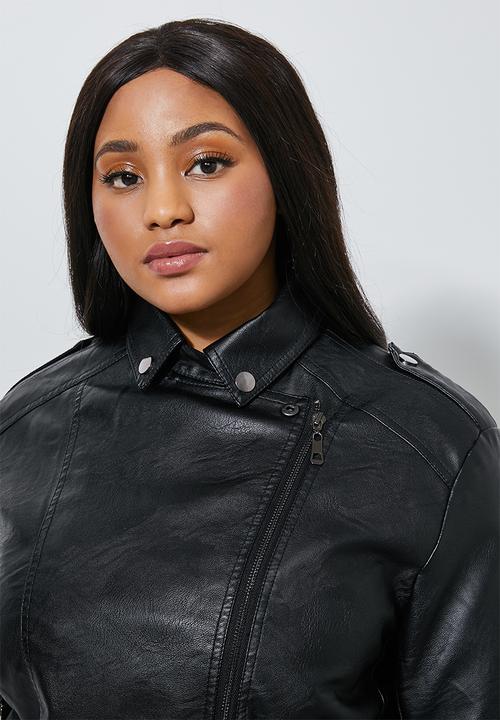 Superbalist - Pu biker jacket (plus) - black