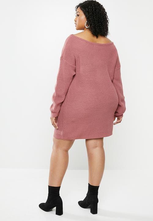 Missguided - Curve off the shoulder jumper dress - mauve